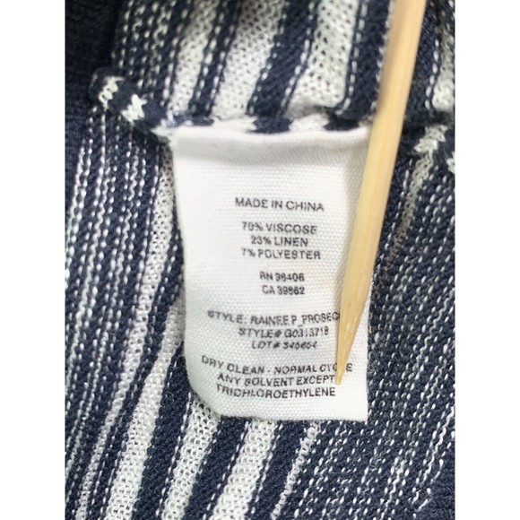 Theory Women's Size Medium Navy Blue White Striped Rainee P Prosecco Sweater Top - Picture 5 of 6